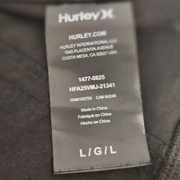 Hurley men's black windbreaker jacket with full zip closure Size L - Picture 8 of 16